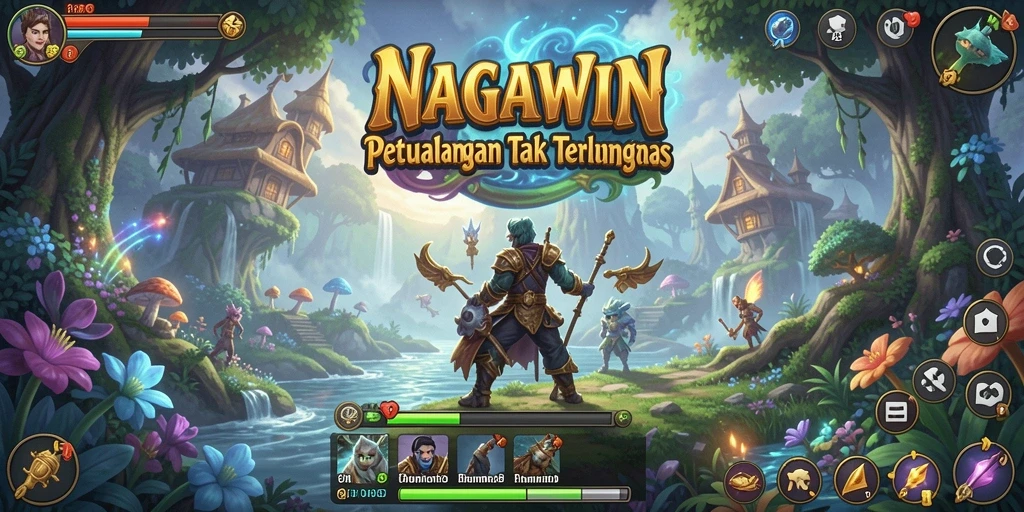 Tampilan gameplay yang menampilkan aksi seru dan eksplorasi di NAGAWIN.