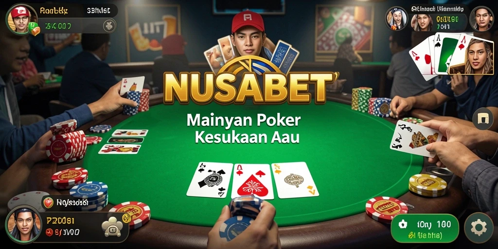 Screenshot NUSABET menampilkan gameplay poker yang seru dan interaktif.
