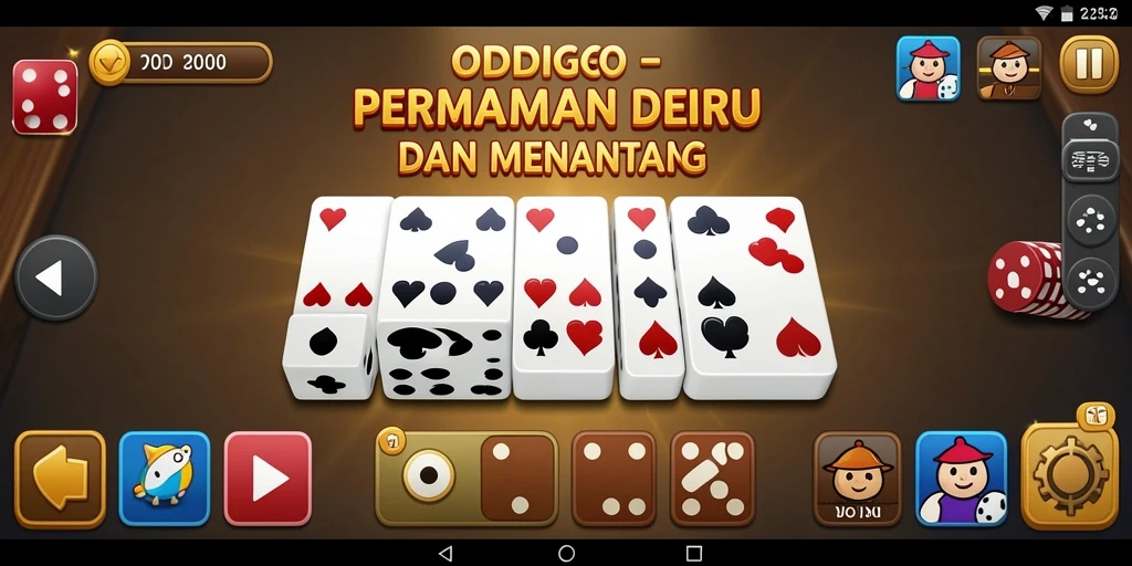 Tampilan utama ODDIGO menampilkan gameplay domino yang menarik dan interaktif.