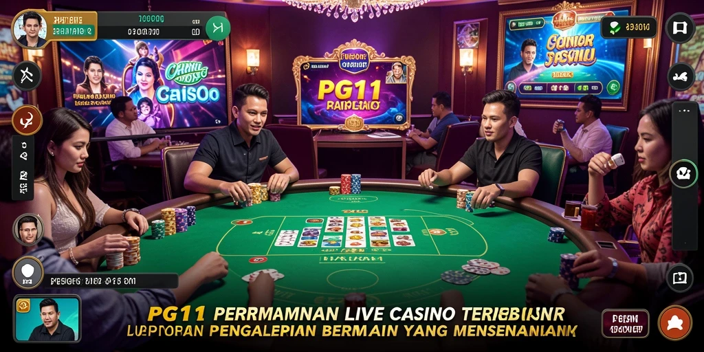 Tampilan gameplay PG11 yang menarik dan interaktif dalam suasana Live Casino.