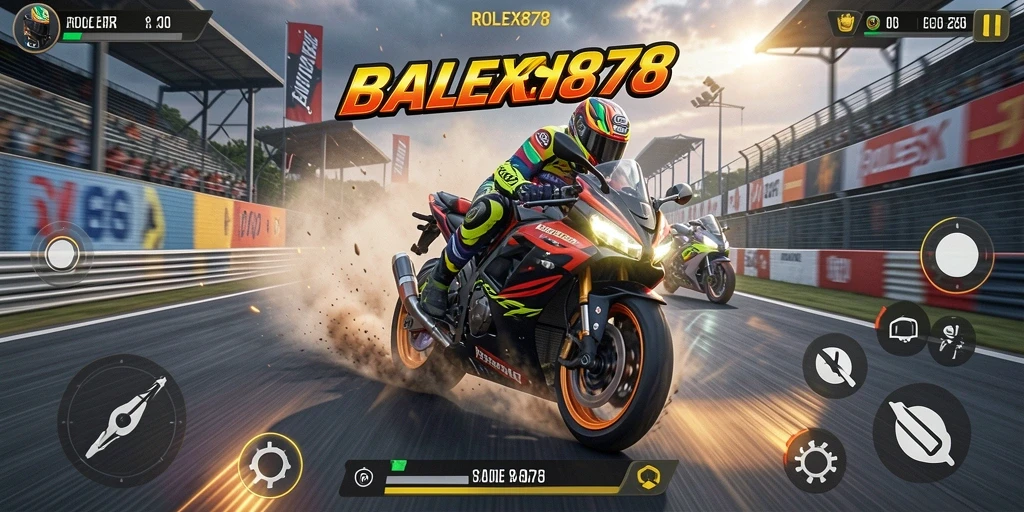 Tampilan gameplay mendebarkan dari permainan balapan motor.
