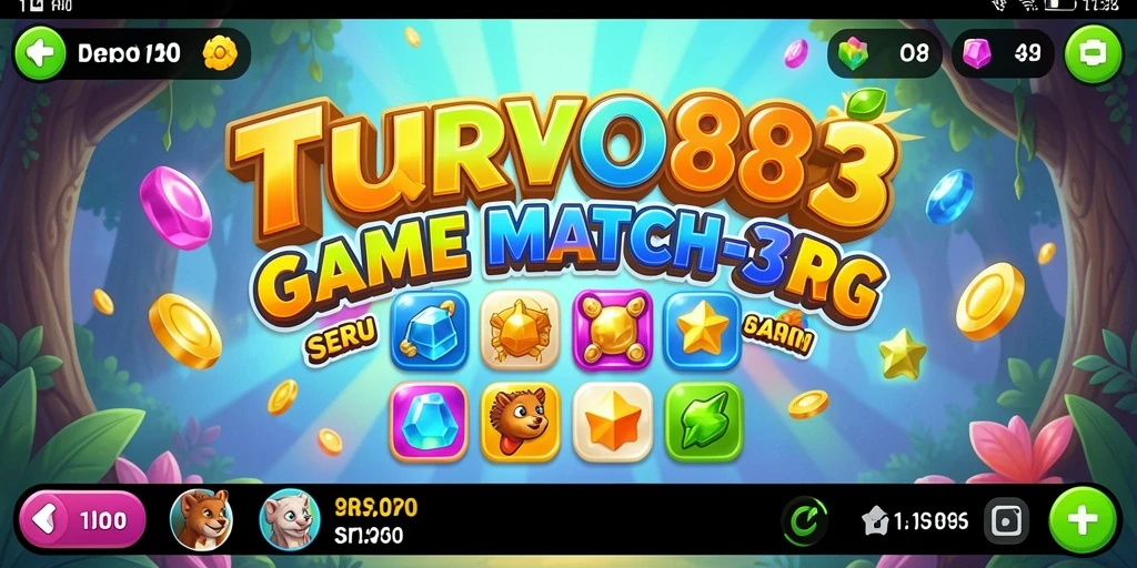Tampilan gameplay TURBO88 yang seru dan penuh warna dalam match-3.